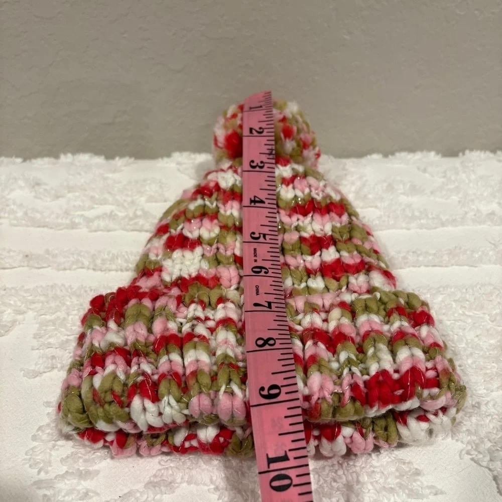 KNITTED CUFFED POM BEANIE Toddler Girl Sz OS Casual Cozy Winter Cabin Northern
